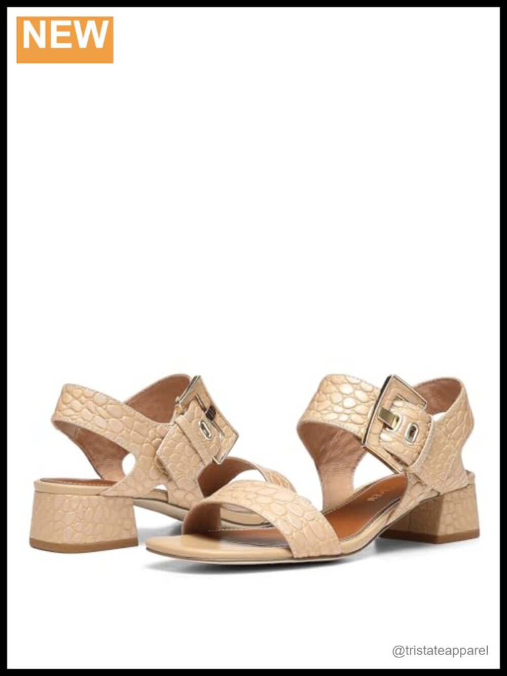 Donald J Pliner Vixi Heeled Sandal Pearlized Croco Leather Block Heel